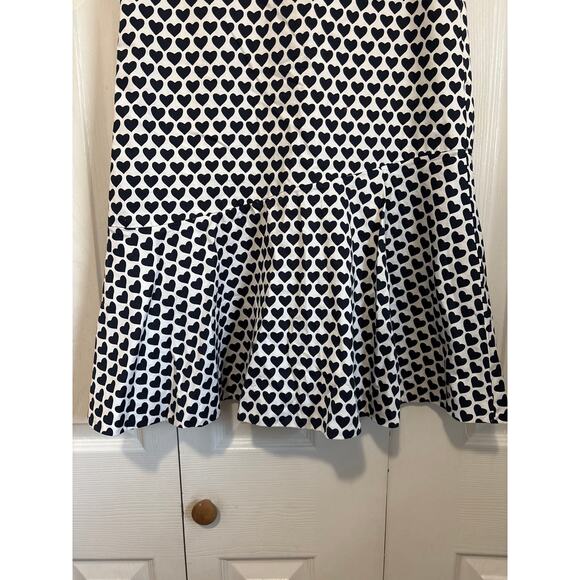 J Crew Crewcuts White and Navy Blue Heart Print Sleeveless Dress Girls Size 10 - Picture 3 of 7